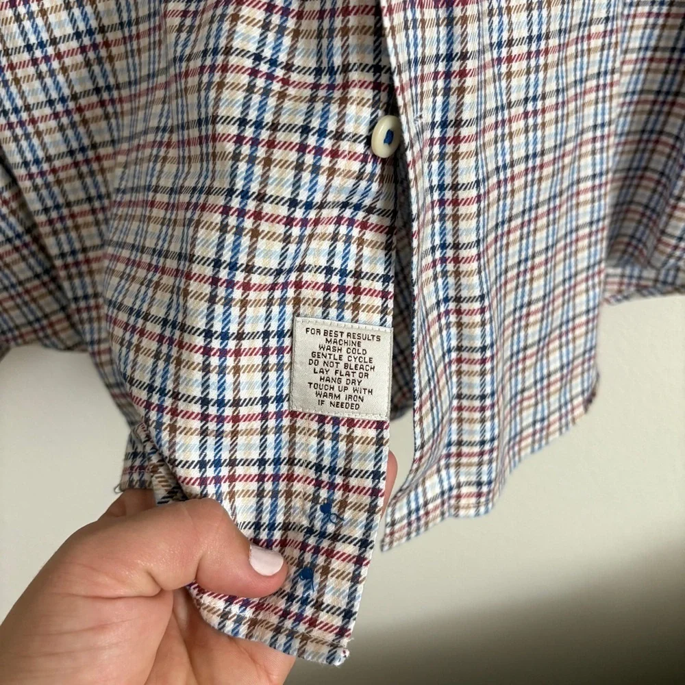 Men's Peter Millar Crown Long Sleeve Button up Shirt Red Blue And White  XL